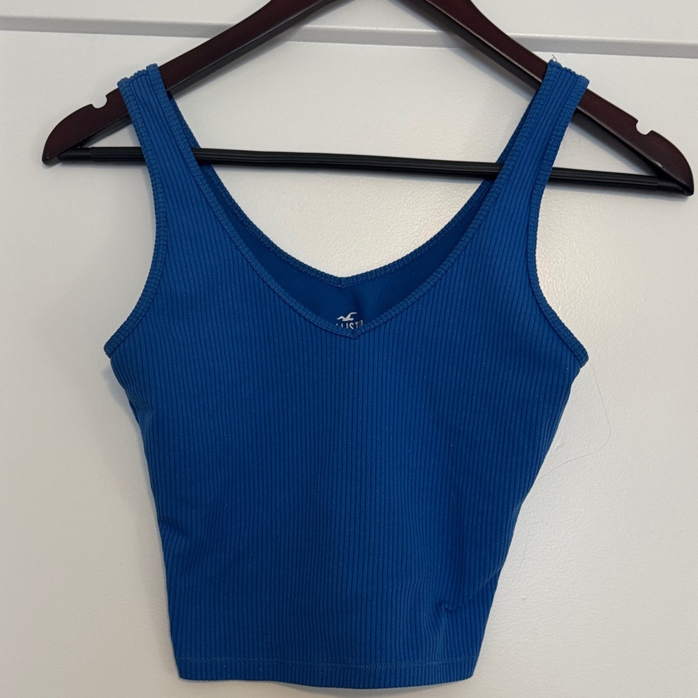 Blue Ribbed Tank Top